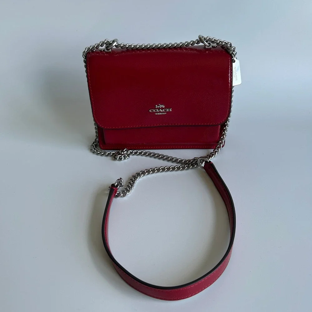 Coach Mini Klare Red Patent Leather Crossbody Bag Excellent